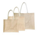 Wholesale Black Handle Reusable Bags Front Canvas Pocket Tote Jute Shopping Bag with Customized Logo